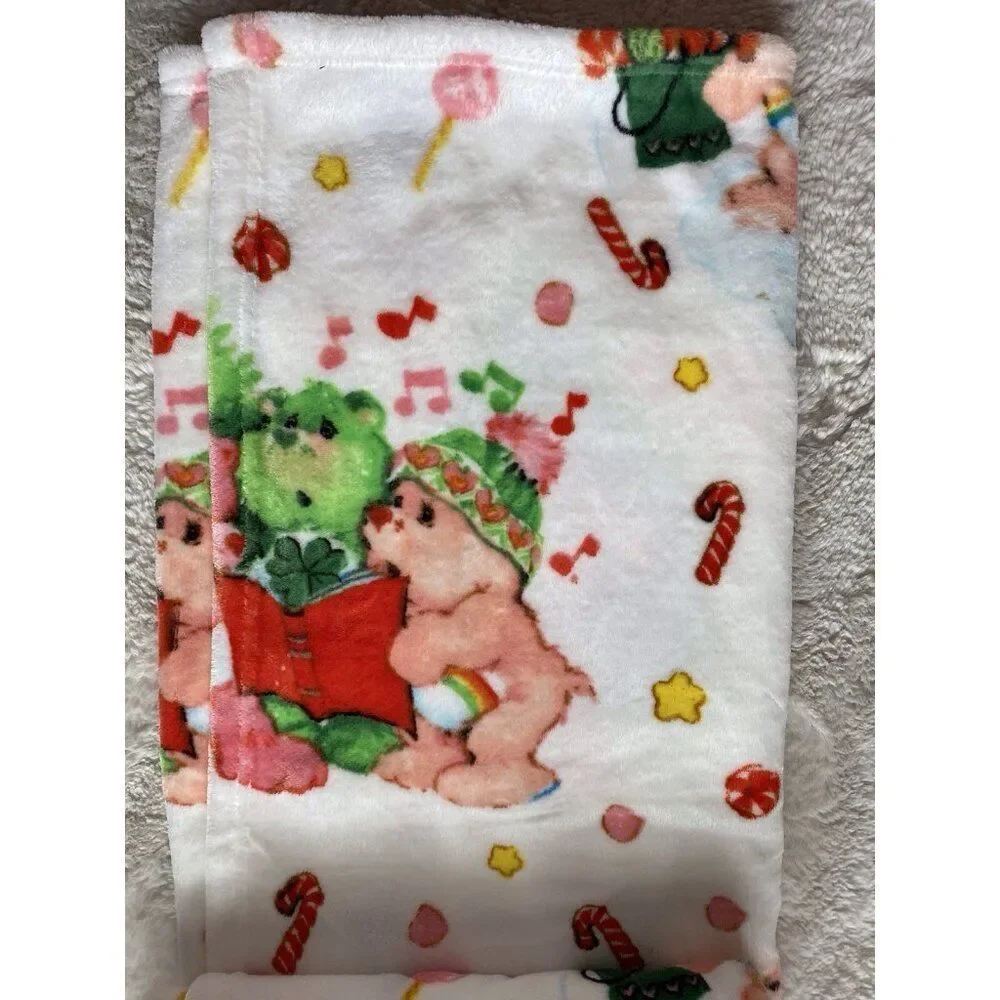 Care Bears Christmas Carols Holiday Tree Candy Cane‎ Throw Blanket 50” X 70” NEW